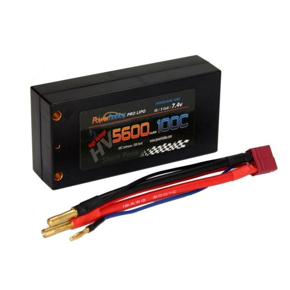 Power Hobby - 2S 7.6V 5600MAH 100C HV Shorty Lipo Battery w/ 4mm Bullet Connectors