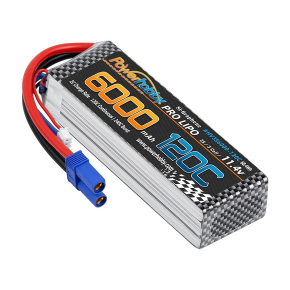 Power Hobby - 3s 11.4V 6000mah 120c Graphene + HV Lipo Battery w EC5 Plug