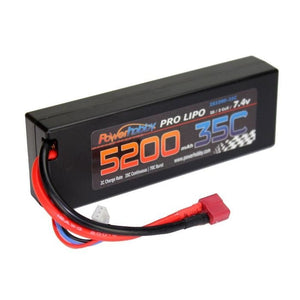 Power Hobby - 5200mAh 7.4V 2S 35C LiPo Hard Case Battery with Hardwire Deans Connector