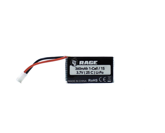 Rage R/C - 3.7V 1S 360mAh Lipo 25C LiPo Battery; Tempest 600, Super Cub MX