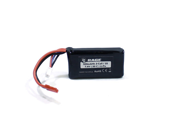 Rage R/C - 7.4V 2S 500mAh Lipo Battery w/ JST: Super Cub 750