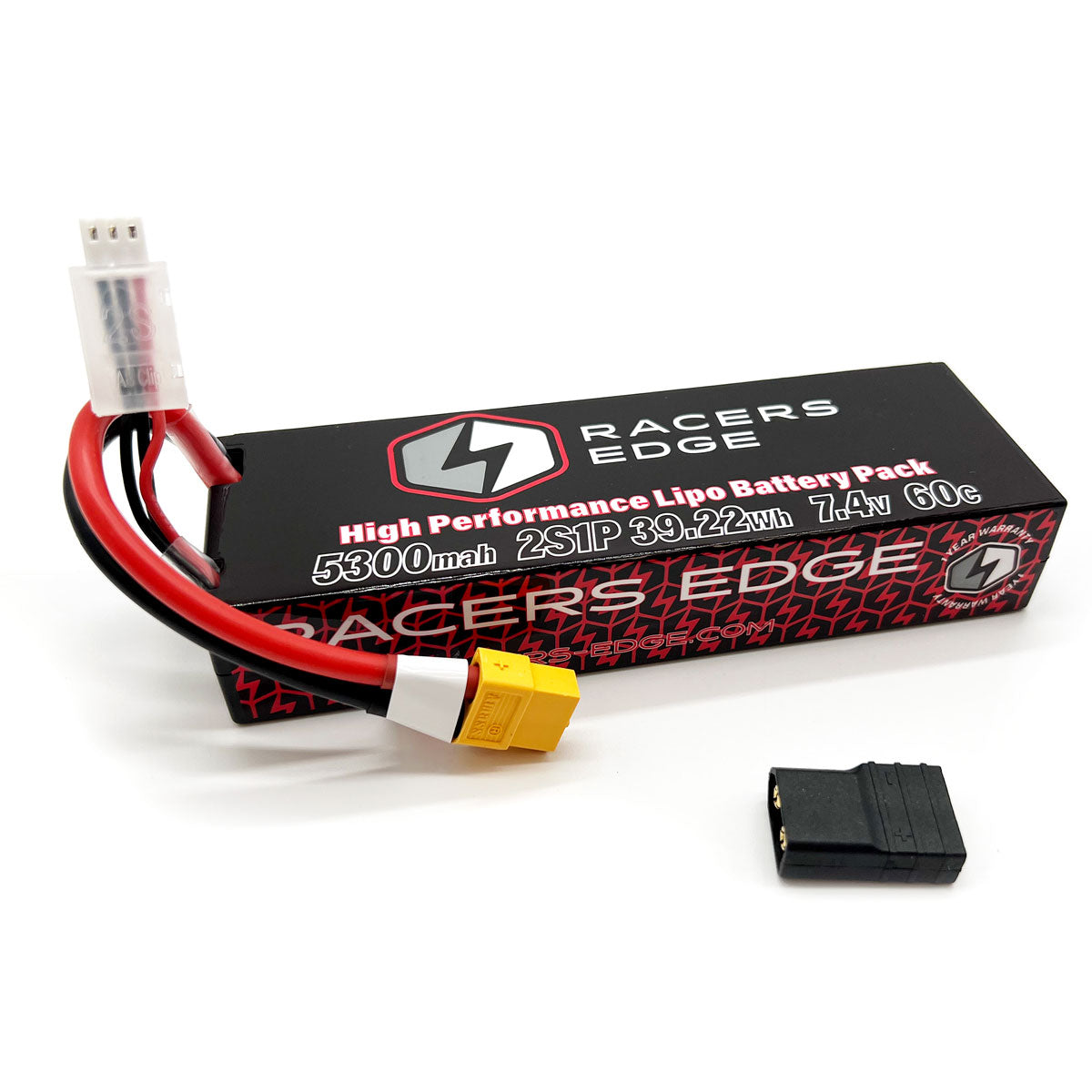Racers Edge - 5300mAh 2S 7.4V 60C Hard Case Lipo Battery XT60 w/TRX Adapt