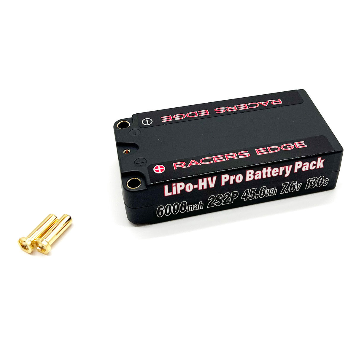 Racers Edge - 6000mAh 2S 7.6V 130C Shorty Hard Case Lipo w/5mm Bullet