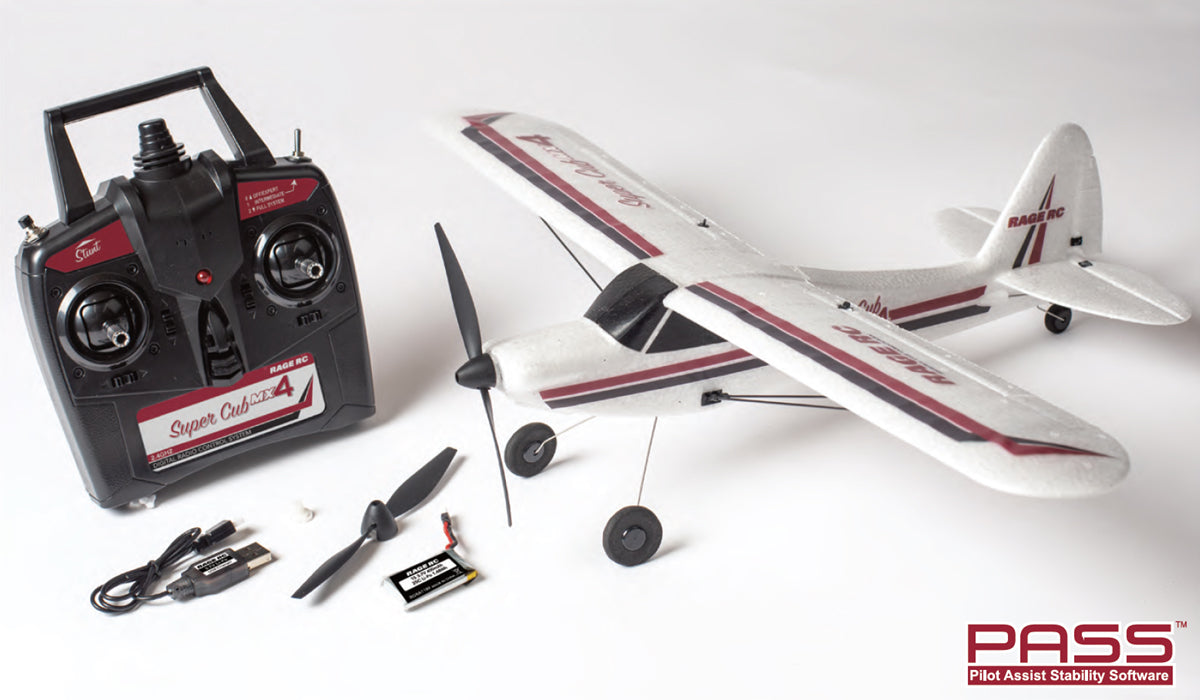 Rage R/C - Super Cub MX4 Micro EP 4-Ch RTF Airplane with PASS