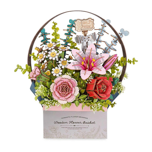 Wooden Flower Basket DIY 3D Puzzle