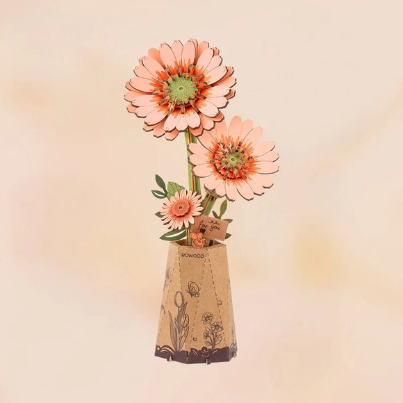 Orange Gerbera Daisy DIY Wooden Flower