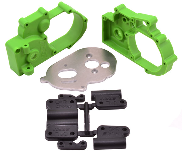 HYBRID GEARBOX HOUSING & REAR MOUNTS (GREEN) - TRAXXAS 2WD