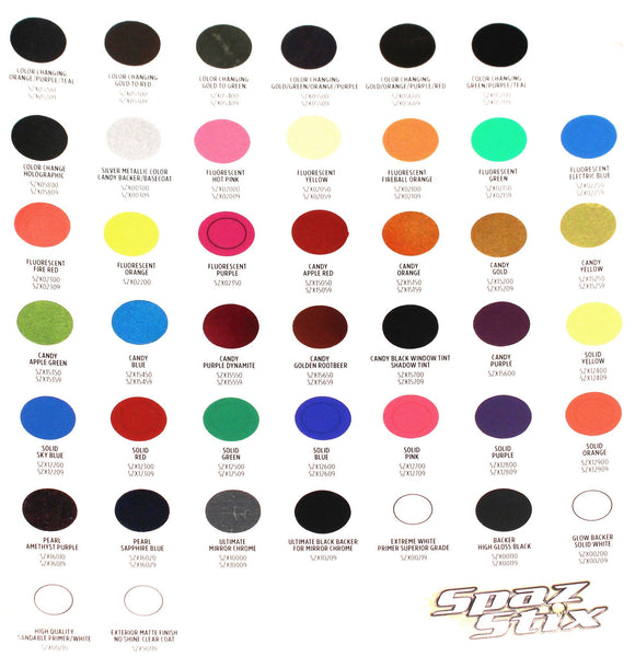 Spaz Stix - PAINT COLOR IDENTIFICATION CARD