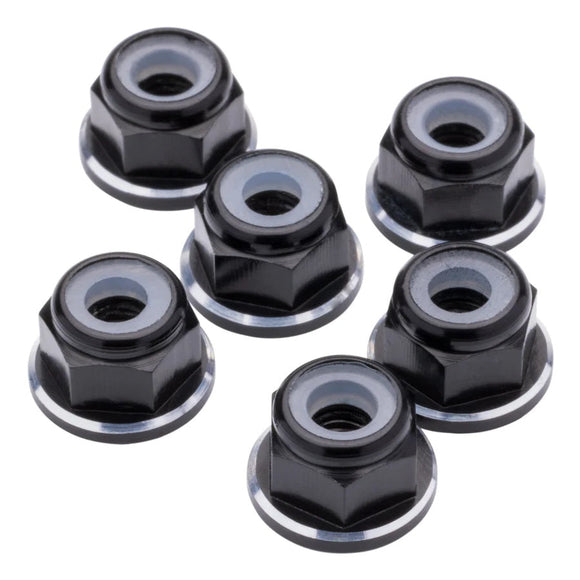 7075 Aluminum M3 Flanged Locknuts - Black Shine - 6pcs