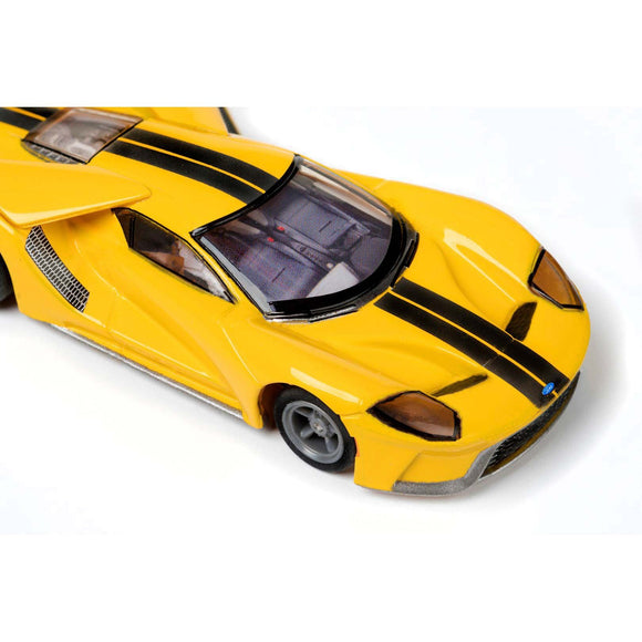 Ford GT Mega G+ Chassis Slot Car, Triple Yellow