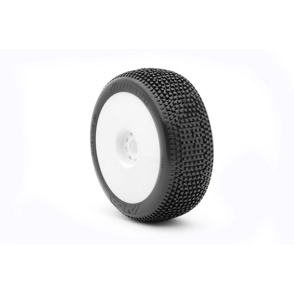 1/8 Impact Soft Long Wear Pre-Mounted Tires, White EVO Wheels (2): Buggy