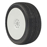 1/8 2AB Soft Long Wear Pre-Mounted Tires, White EVO Wheels (2): Buggy