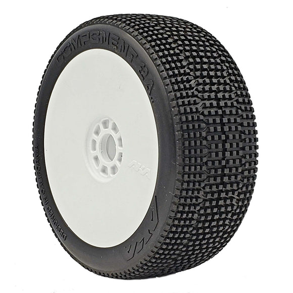 1/8 2AB Medium Long Wear Pre-Mounted Tires, White EVO Wheels (2): Buggy