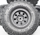 Axial Capra Unlimited 1.9 Nitto Trail Grapplers 1.9 Monster tires mounted on injection-molded, 3-piece, licensed Raceline beadlock wheels (2)