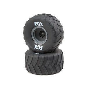 Right/Left Premounted Tire, Gray Wheel (2): 1/10 2WD Axe MT