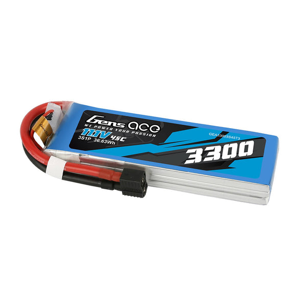 11.1V 3300mAh 45C 3S LiPo Battery: EC3, Deans