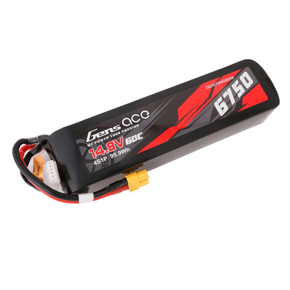 14.8V 6750mAh 4S 60C Lipo Battery: XT60