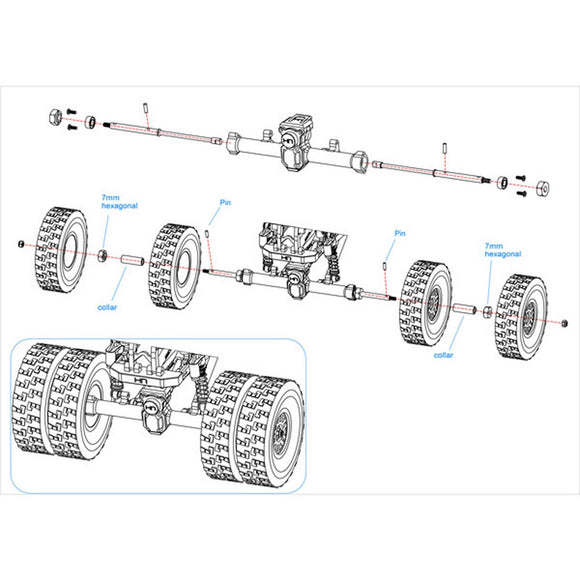 Dually Wheels Steel Drive Rear Axles Ax 24 SCX24