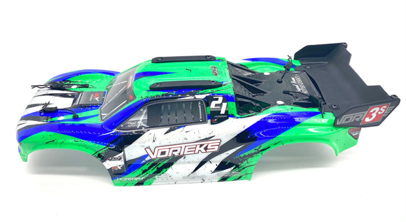 Arrma VORTEKS 4x4 3s BLX - Body Shell (GREEN/Black painted decalled ARA4305V3