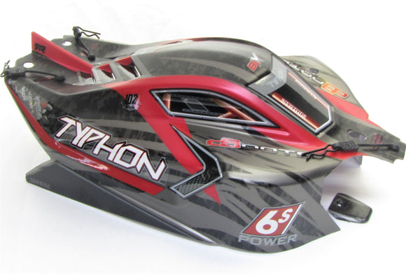 Arrma TYPHON 6s V5 BLX - Body Shell ( Black/Red polycarbonate cover & Body Pins ARA8606V5