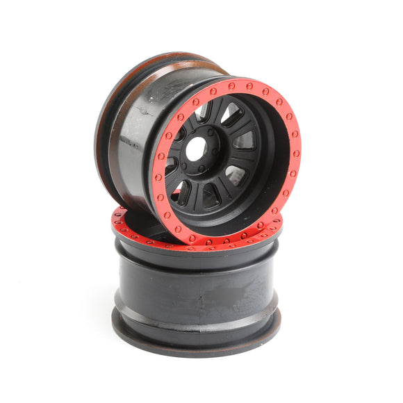 1/6 Front/Rear 3.6 Wheels, 20mm Hex, Black (2): Super Rock Rey