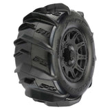 1/8 Dumont F/R 3.8" MT Tires Mounted 17mm Blk Raid (2)