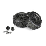 1/8 Dumont F/R 3.8" MT Tires Mounted 17mm Blk Raid (2)