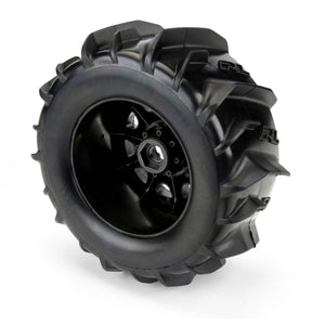 1/8 Dumont F/R 3.8" MT Tires Mounted 17mm Blk Raid (2)