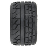 1/8 Menace HP BELTED Fr/Rr 3.8" MT Tires Mounted 17mm Black Raid (2)