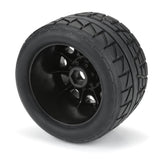 1/8 Menace HP BELTED Fr/Rr 3.8" MT Tires Mounted 17mm Black Raid (2)