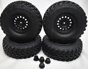 Axial SCX10 II Deadbolt Wheels and Tires with Center Caps