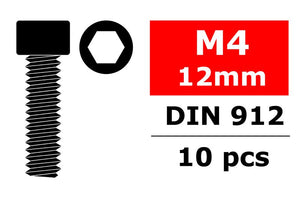 Steel Screws M4 x 12mm, Hex Socket Head, 10pcs