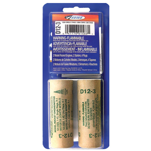 D12-3 Model Rocket Engines (2pk)