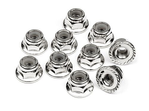 Serrated Flange Lock Nut M4 (Silver/10pcs)