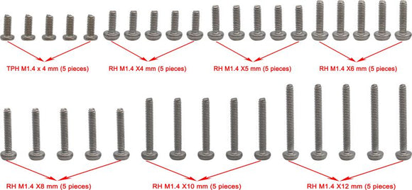 M1.4 Round Head Screw Set 35 Pieces SCX 24