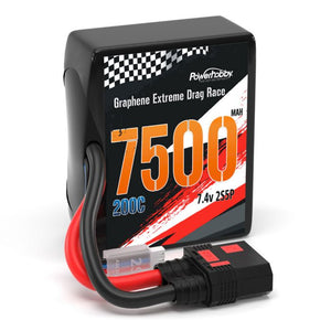 Graphene 2S 7500MAH 200C Drag Lipo Battery 2S5P w 8AWG Wire