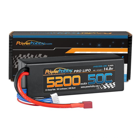 4S 14.8v 5200mAh 50C LiPo Battery w/ Deans Plug Hard