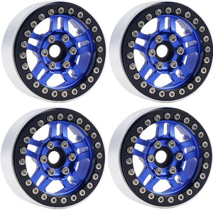 B4 Aluminum 1.9 Beadlock Wheels 9mm Hubs, Blue, for