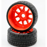 1/8 GT Beast Belted Mounted Tires 17mm Soft Orange Wheels