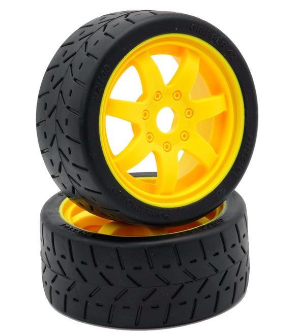 1/8 Gripper 42/100 Belted Mounted Tires 17mm Yellow