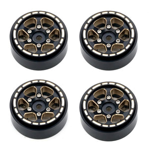 1.0" Black Brass Beadlock Crawler Wheels, for 1/24 Axial