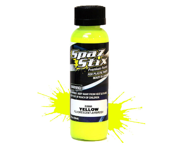 Spaz Stix - Yellow Fluorescent Airbrush Ready Paint, 2oz Bottle